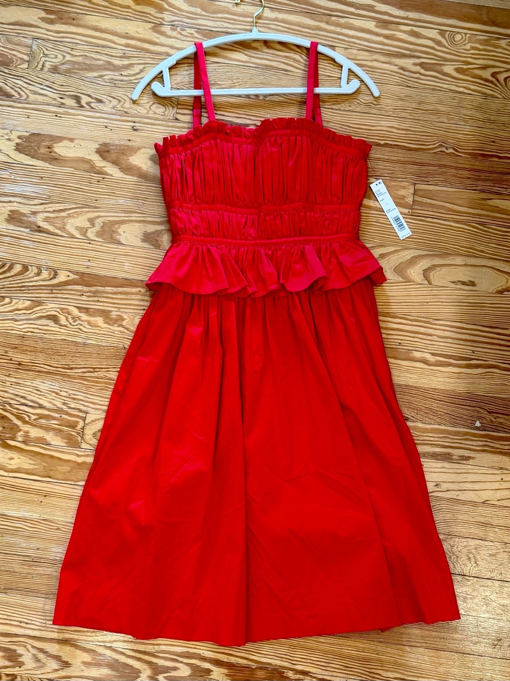 ANTONIO MELANI Taylor Midi Peplum Cotton Sateen Red Dress